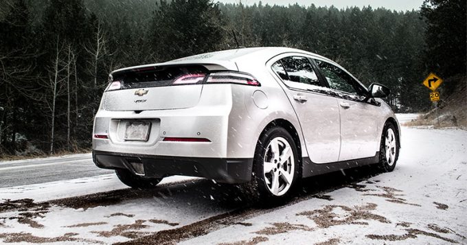 Hybrid car in the snow