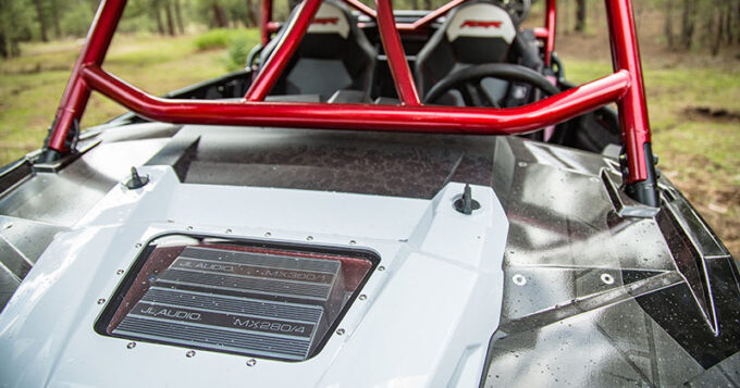 The front of an ATV with two JL Audio amplifiers in it